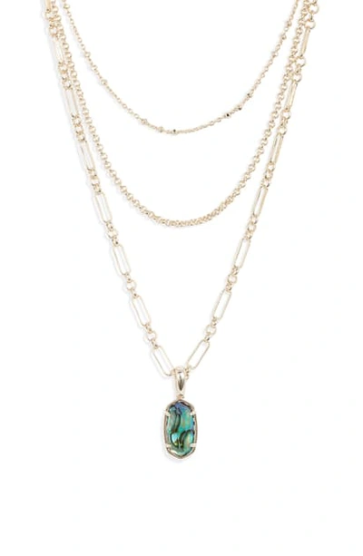 Shop Kendra Scott Ellie Layered Necklace In Gold Abalone
