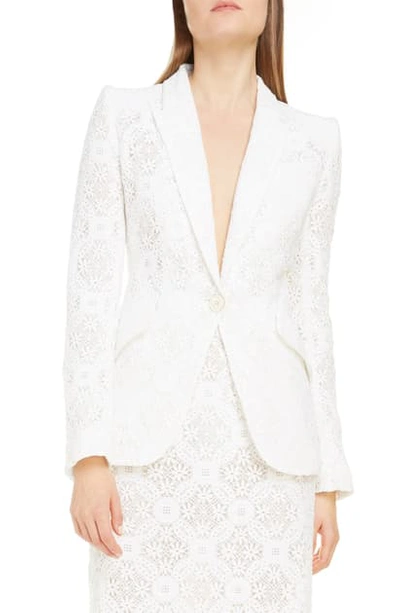 Shop Alexander Mcqueen Crochet Lace Jacket In Optical White