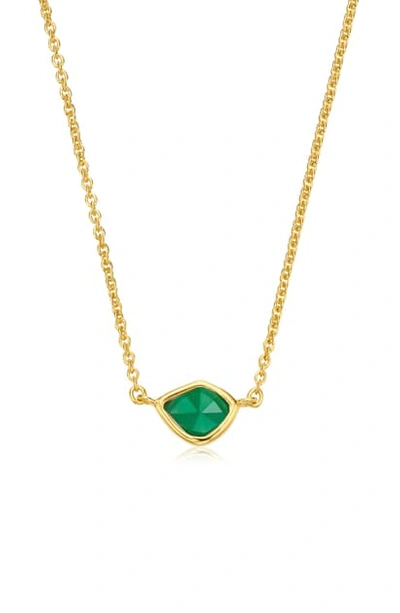 Shop Monica Vinader Siren Mini Nugget Pendant Necklace In Yellow Gold/ Green Onyx