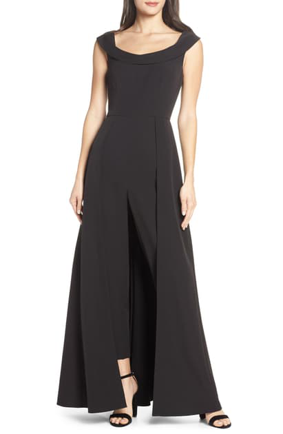 kay unger jumpsuit gown black
