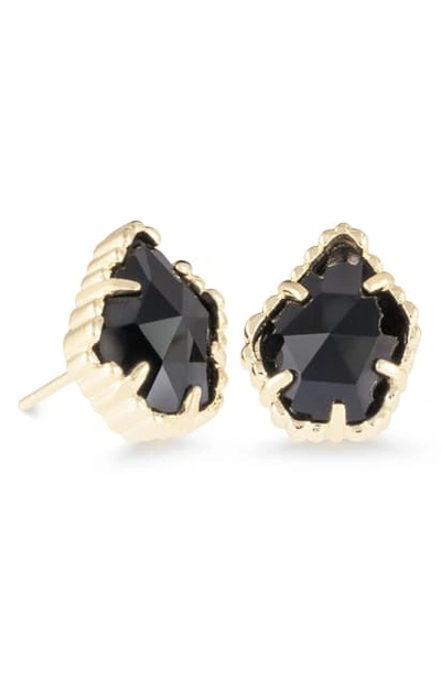 Shop Kendra Scott Tessa Stone Stud Earrings In Black Iridescent