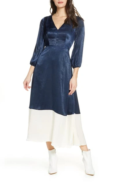 Shop Ali & Jay New Horizons Satin Midi Dress In Navyivory