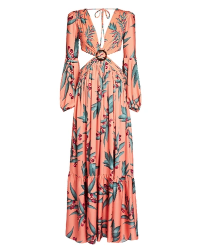Shop Patbo Printed Cut-out Maxi Dress In Coral