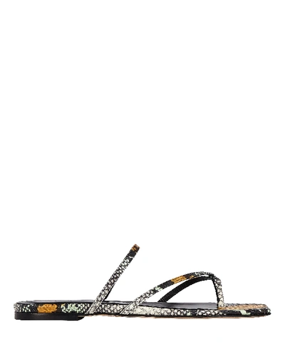Shop Aeyde Marina Strappy Slide Sandals In Grey/ptyhon