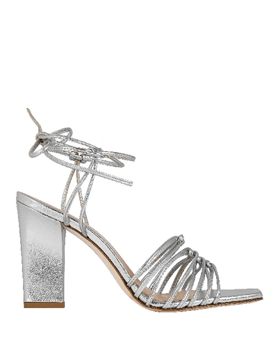 Shop Aeyde Daisy Strappy Leather Sandals In Silver