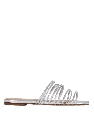 Shop Aeyde Natasha Strappy Slide Sandals In Silver