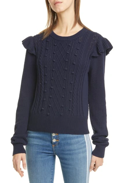 Sold Veronica Beard Ruffle Cable Knit Sweater