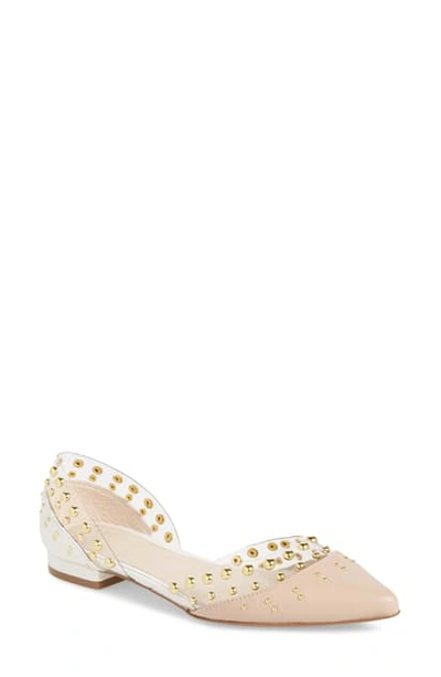 Shop Cecelia New York Studded D'orsay Flat In Bare Clear Alabaster