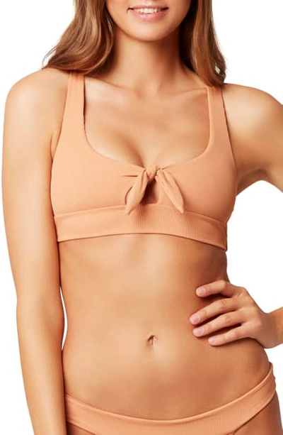 Shop L*space Tara Ribbed Bikini Top In Chestnut