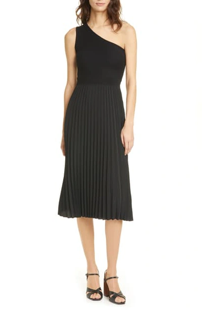 Shop Ted Baker Miriom One-shoulder Knit Midi Dress In Black