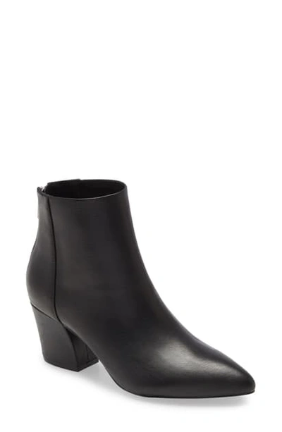 Shop Steve Madden Mistin Pointed Toe Bootie In Black Leather