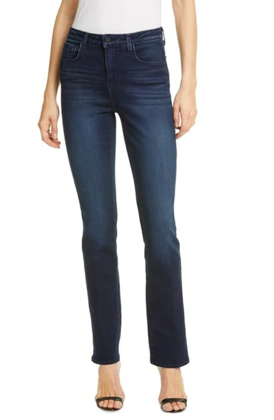 Shop L Agence Oriana Straight Leg Jeans In Bleu Jay