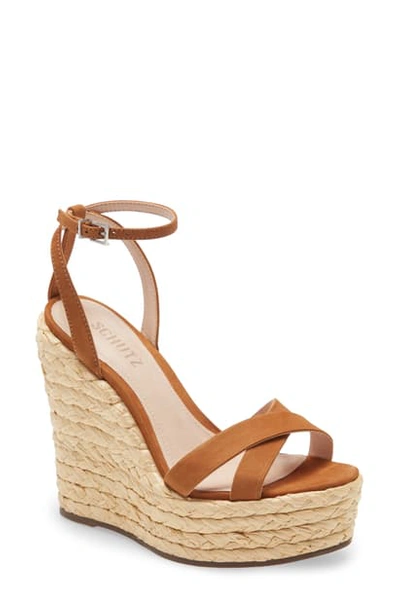 Shop Schutz Alanise Espadrille Platform Wedge Sandal In Wood Nubuck Leather