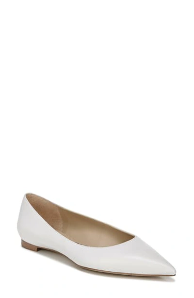 Shop Sam Edelman Stacey Pointed Toe Flat In White Leather