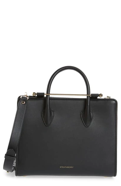 Strathberry Midi Calfskin Leather Tote In Black