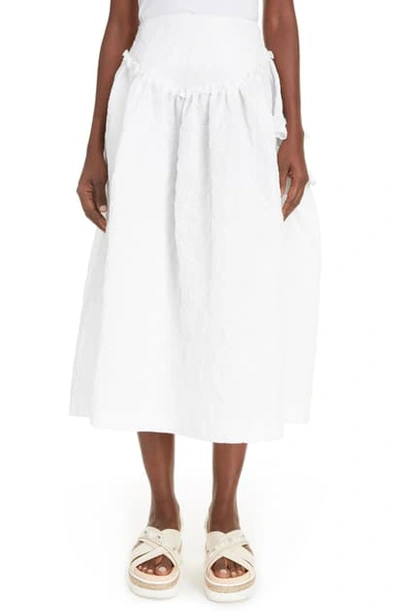 Shop Simone Rocha Cloque Midi Skirt In White