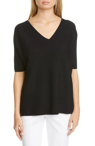 Shop Lafayette 148 Dolman Sleeve Matte Crepe Sweater In Black