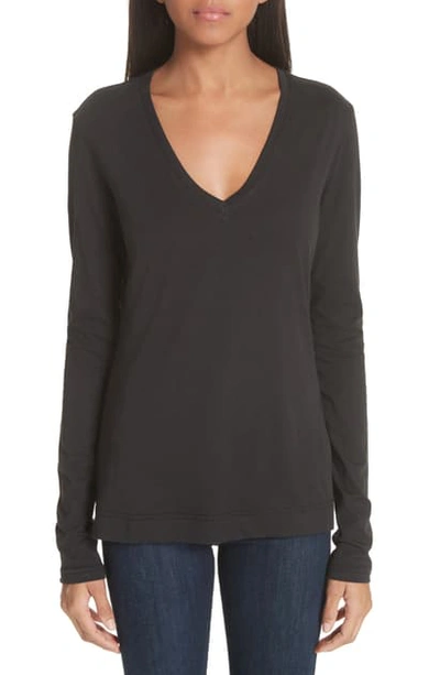 Shop Adam Lippes Long Sleeve Pima Cotton T-shirt In Black