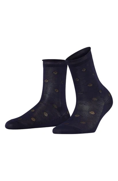 Shop Falke Tonal Dot Cotton Blend Socks In Midnight