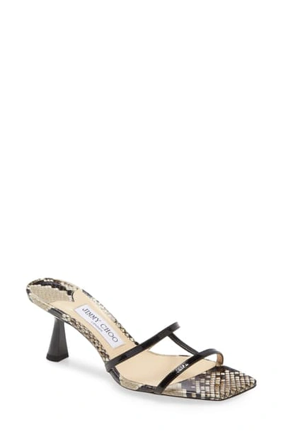 Shop Jimmy Choo Ria Square Toe Slide Sandal In Natural/ Black