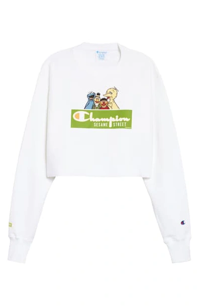 Shop Champion X Sesame Street We Are Sesame Crop Sweatshirt In White