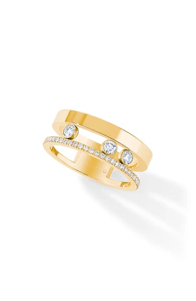 Shop Messika Move Romane Two-row Diamond Ring In Yellow Gold