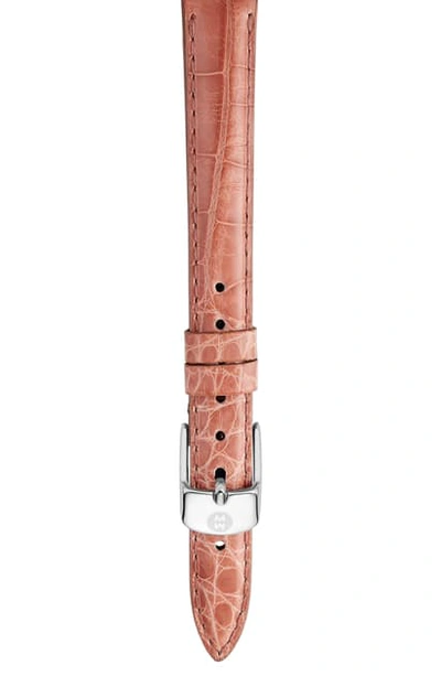 Shop Michele 14mm Alligator Leather Watch Strap In Dusty Mauve