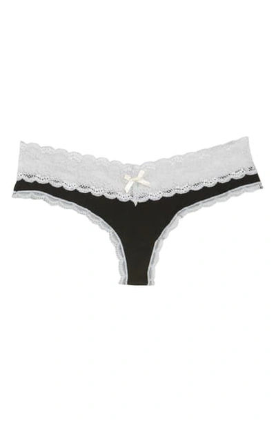 Shop Honeydew Intimates Ahna Thong In Black/ Silver