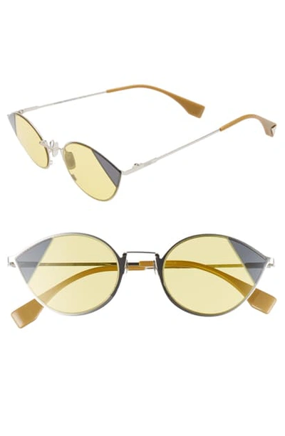 Shop Fendi 51mm Cat Eye Sunglasses In Silver/ Gold