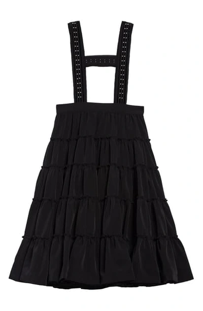 Shop Noir Kei Ninomiya Suspender Tiered Midi Skirt In Black