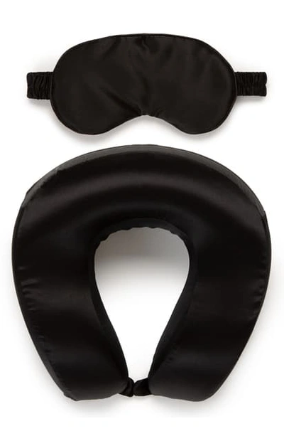 Shop Calpak Silk Travel Neck Pillow & Eye Mask Set In Black