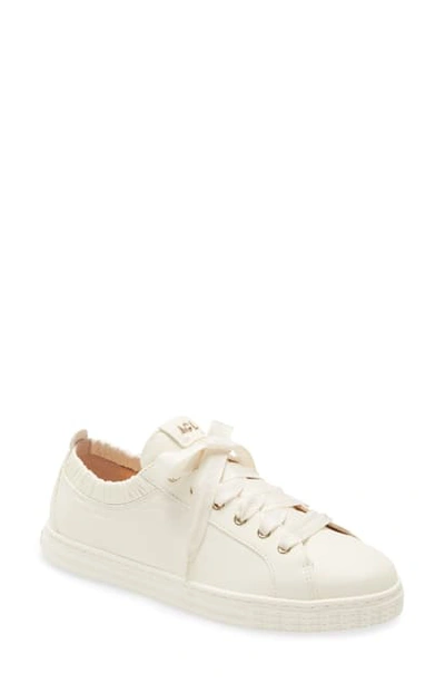 Shop Agl Attilio Giusti Leombruni Ruffle Top Lace-up Sneaker In Off White Leather