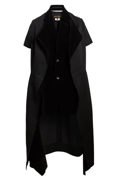 Shop Comme Des Garçons Wool & Velveteen Double Layer Jacket In Black X Black