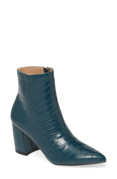 Shop Steve Madden Nadalie Pointed Toe Bootie In Turquoise Croco
