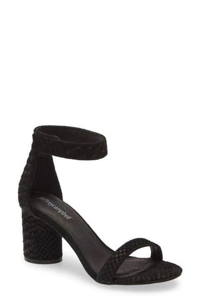 Shop Jeffrey Campbell Laura Ankle Strap Sandal In Black Suede Snake Print