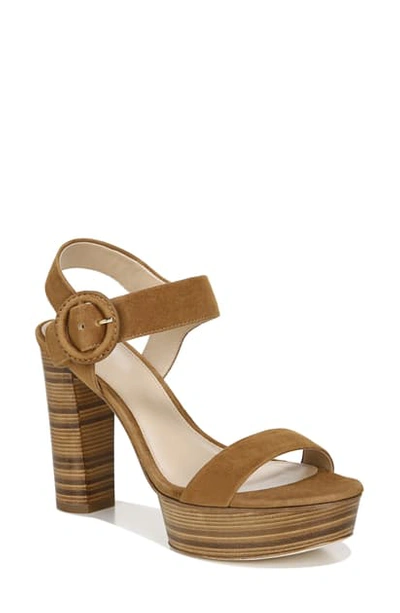 Shop Via Spiga Ira Platform Sandal In Toffee Suede