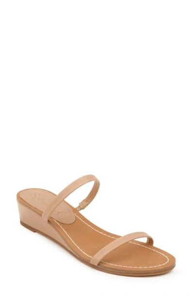 Shop Splendid Melanie Wedge Slide Sandal In Warm Nude Leather