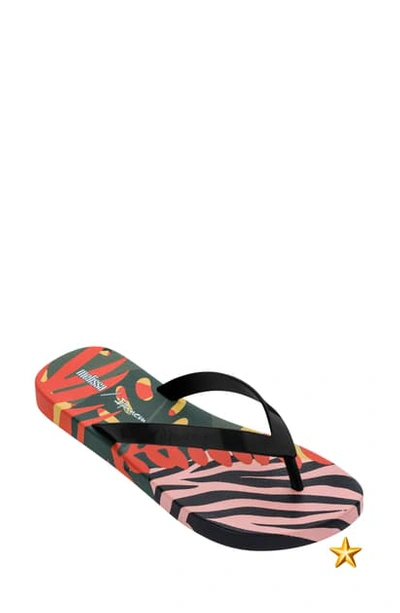 Shop Melissa X Ipanema Flip Flop In Pink Black