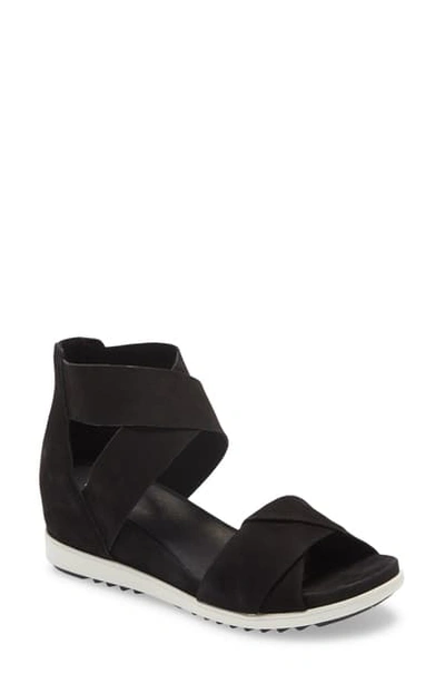 Shop Eileen Fisher Viv Wedge Sandal In Black Nubuck Leather