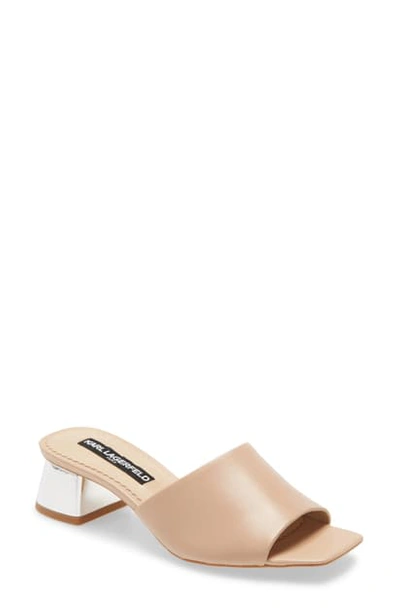 Shop Karl Lagerfeld Macaria Slide Sandal In Nude Leather