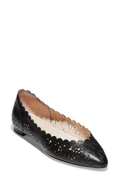 Shop Cole Haan Grand Ambition Callie Flat In Black Leather
