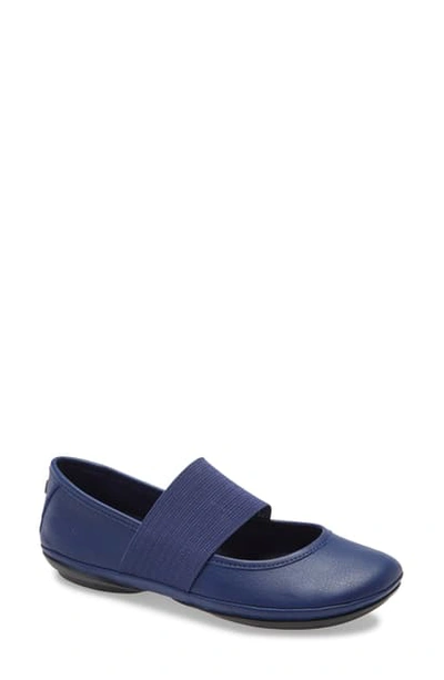 Shop Camper Right Nina Leather Ballerina Flat In Navy/ Navy Leather