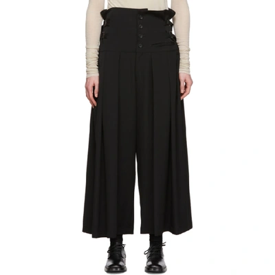 Shop Yohji Yamamoto Black Tuck Wide Trousers In 1 Black