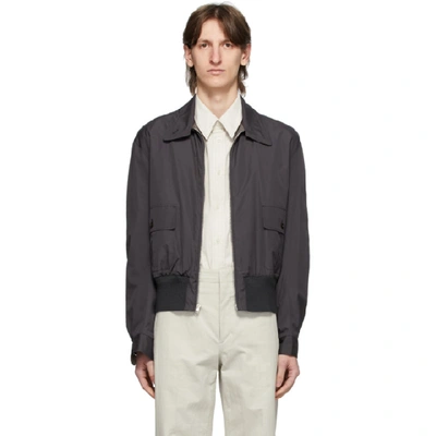Lemaire Reversible Grey Straight Collar Blouson Jacket In 992