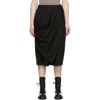 Shop Yohji Yamamoto Black Gabardine Draped Skirt Trousers In 1 Black