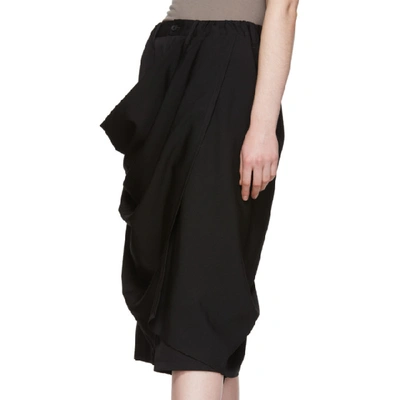 Shop Yohji Yamamoto Black Gabardine Draped Skirt Trousers In 1 Black