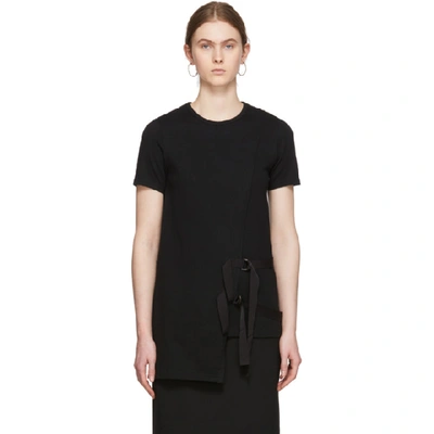 Shop Yohji Yamamoto Black Grosgrain D-ring T-shirt In 1 Black