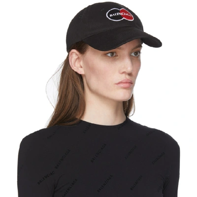Shop Balenciaga Black Uniform Logo Cap In 1000 Black