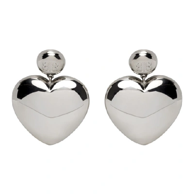 Shop Balenciaga Silver Susi Heart Earrings In 0926 Silver