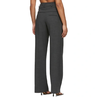 Shop Christopher Esber Grey Wool Double Belted Trousers In Charcoal